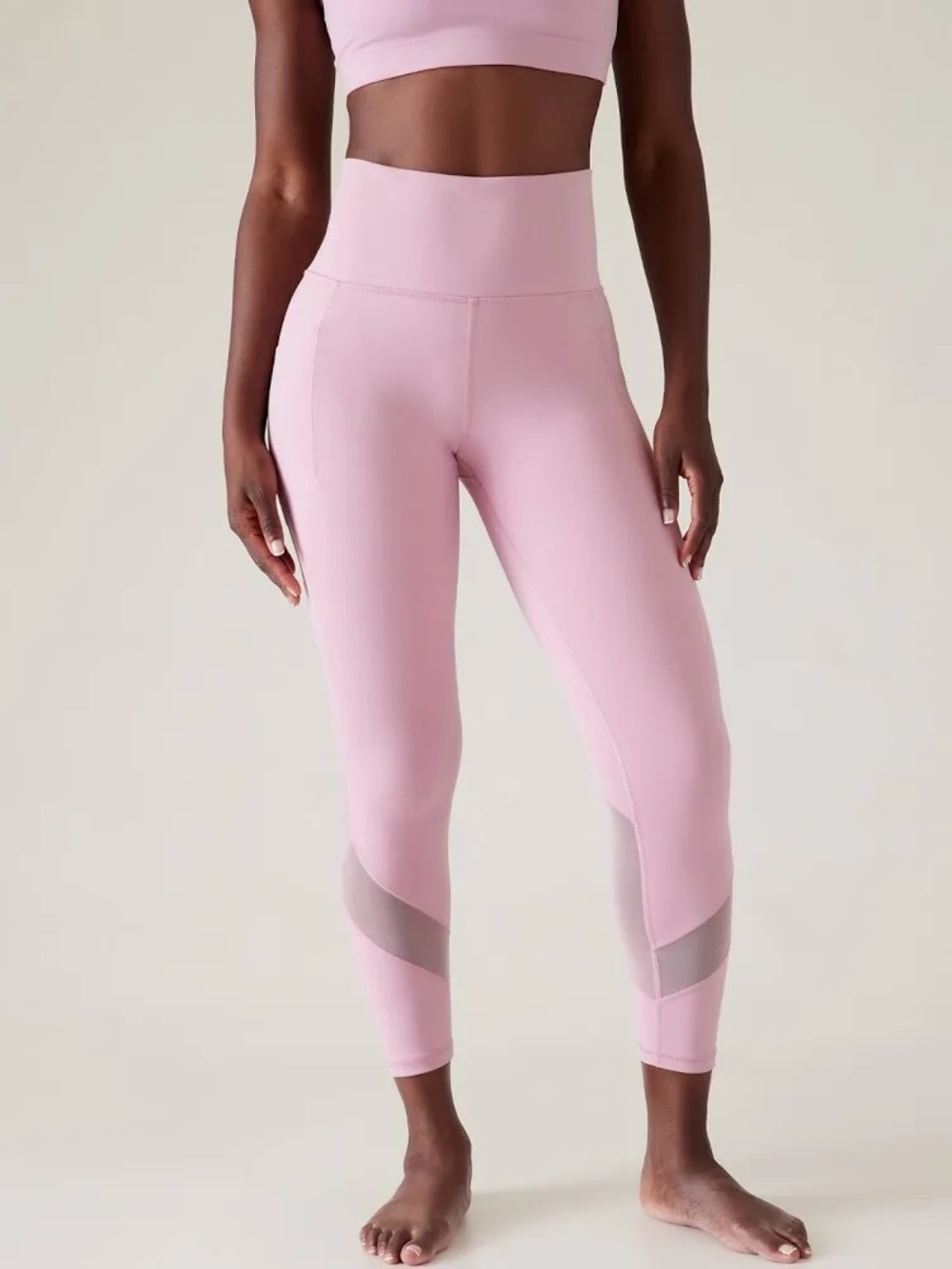 Athleta Salutation Stash Mesh Tight LIGHT PINK BEGONIA Size Small